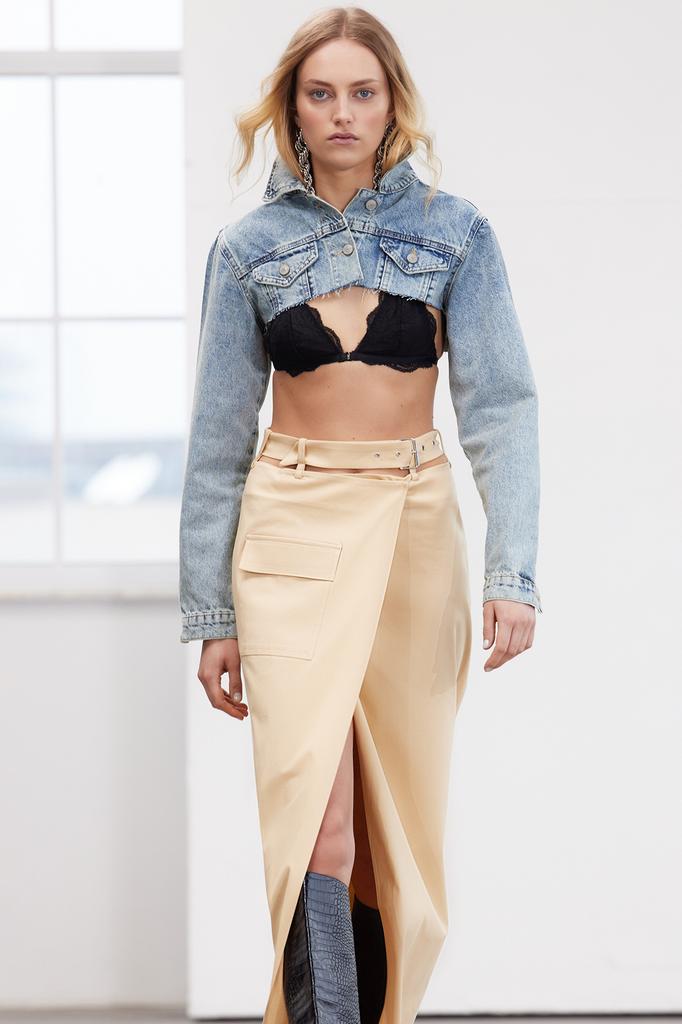 Dámská módní černá saténová tkaná midi sukně