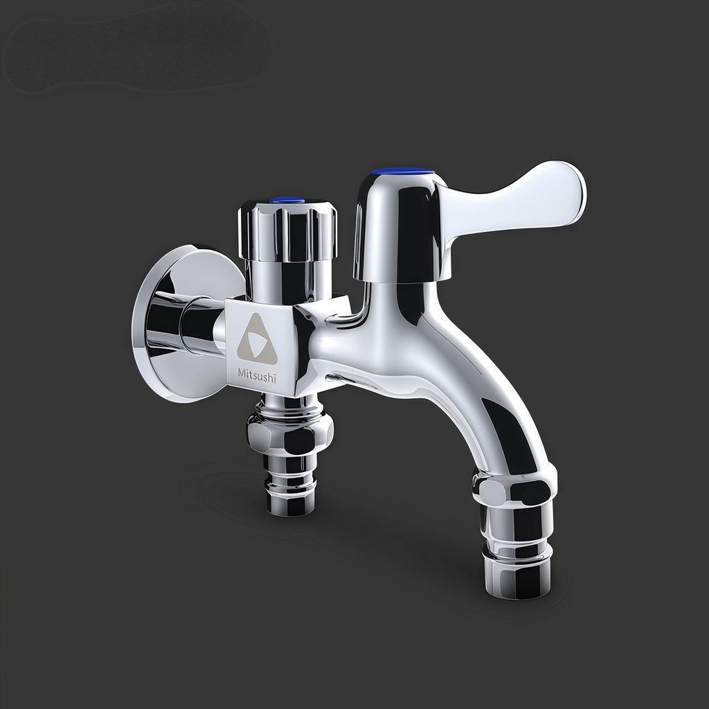 1 In 2 Out Water Splitter Faucet, G1/2 Dual Control Valve for Washing Machine/Sink, Triple Outlet Adapter
