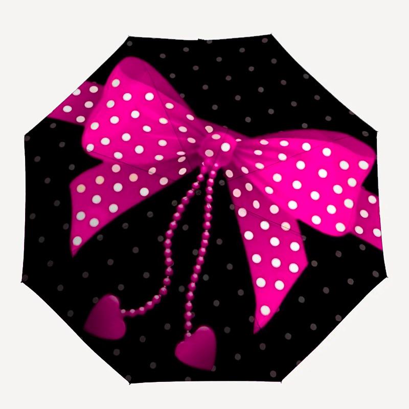 1pc BowtieAutomatic Open/close Folding Umbrella, Compact Portable Travel Umbrella, Perfect Birthday/Holiday, Cute Umbrella Y029