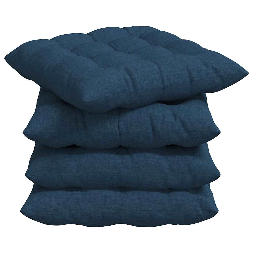 Seat Cushions 4 pcs Blue 40 x 40 x 6 cm Fabric