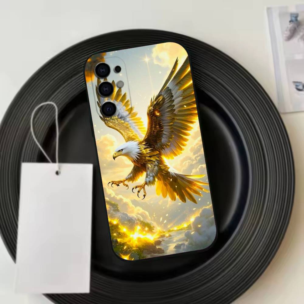 Stylish Eagle Golden Phone Case For Samsung S25,S24,S21,S22,S23,S30,Ultra,S20,Plus,Fe,Lite,Note,10,Black Cover
