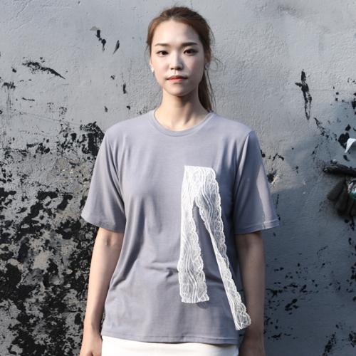 Kamupeullajulaeb Lace Ribbon T-Shirts_Bl