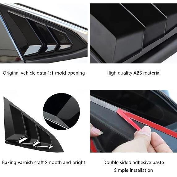 For Honda 10Th Gen Civic 2016- Rear Side Window Louver Decorate Cover Rear Air Vent Window Louvers Blinds Covers Auto Accessories (For 10Th Gen Civic