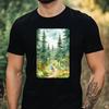 Men's T-Shirt Camping Motif Cotton Size XS To 5XL