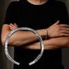 Silver Feather Cuff Bracelet for Men Women Vintage Adjustable Bracelet Bangle Fashion Jewelry