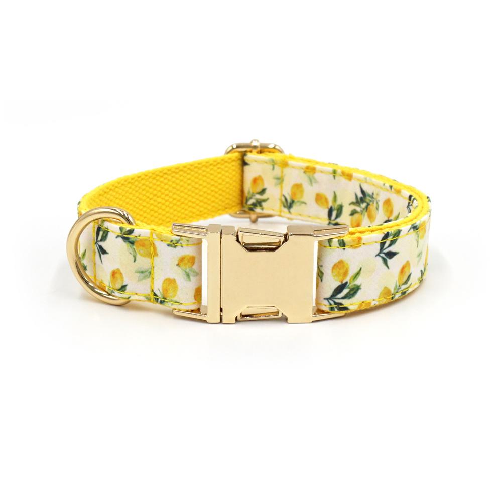 Pet Collar For Cats Small Medium Large Dogs Lemon Printing Luxury Designer Bow Dog Collar & Leash Set With Poop Bag