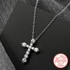 Luxury 925 Sterling Silver Zircons Jesus Cross Pendant Necklace for Women Girl Silver Color Choker Chain Amulet Faith Jewelry