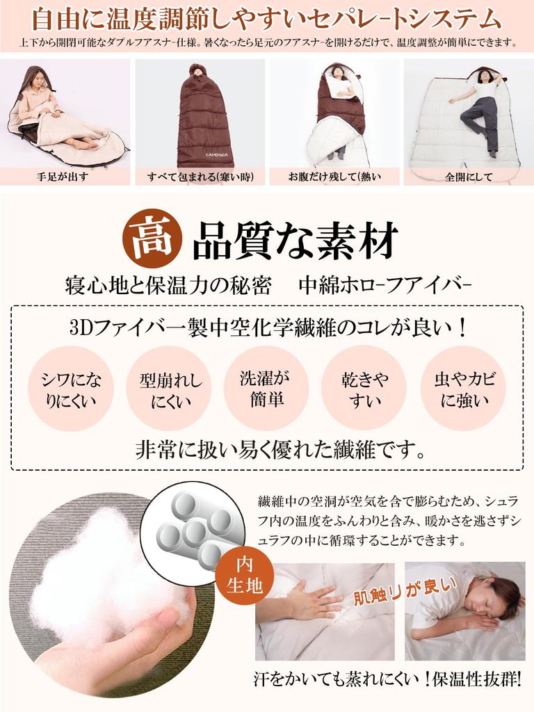 CAMDOOR Winter Sleeping Bag Storage Comfortable Temperature 230T with Storage Adjustable Fully Ideal for Disaster Car Outdoor Road and Indoor