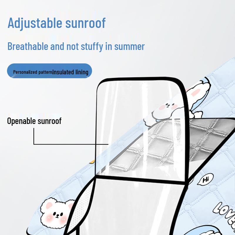 Parent-Child Electric Bike Windshield Blanket - Summer Sunshade, Windproof & Waterproof.