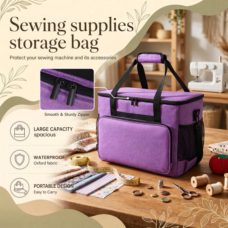 Sewing Machine Carrying Case Padded Storage Bag with Multiple Pockets Accessory Organizer Travel Tote