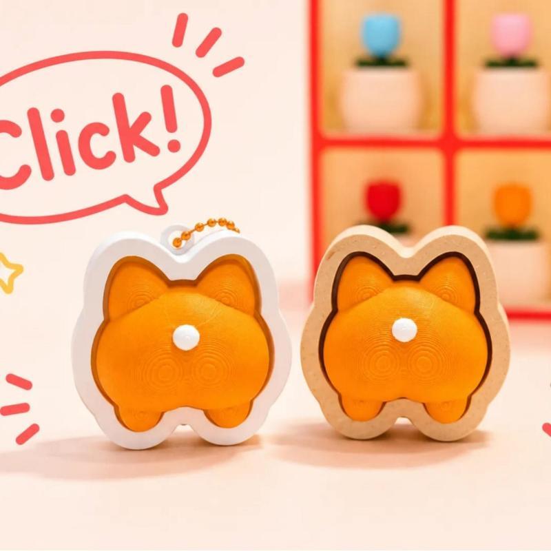 Silent Finger Button Fidget Clicker Keychain Soft Slow Rebound Anti-Stress Mini Toy for ADHD People Daily Relaxation