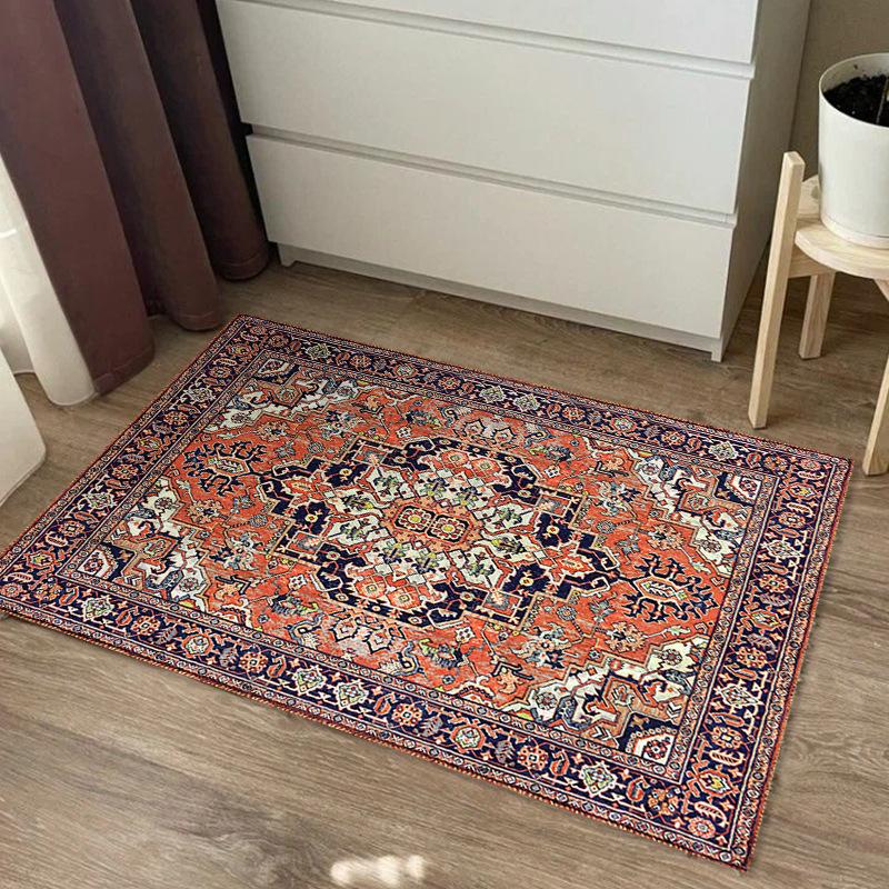 Vintage Light Luxury Bohemian Entry Living Room Decorative Rugs Crystal Pile Rugs Home Decor Bedroom Non-Slip Floor Mats