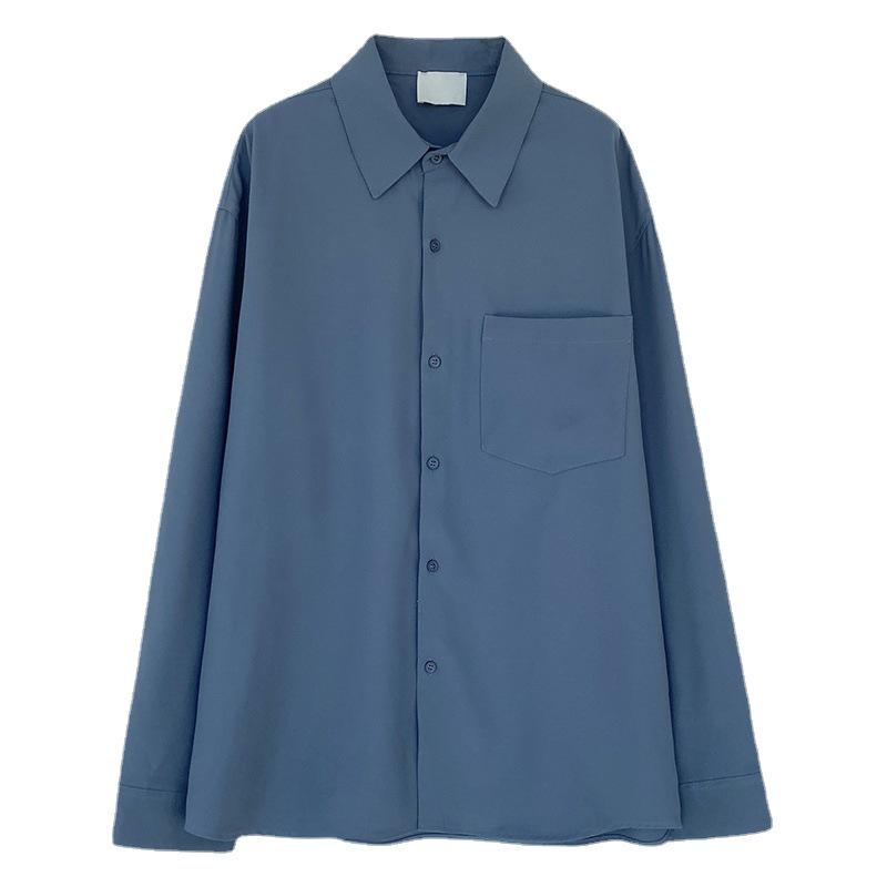 Men's Long-Sleeve Korean Style Iron-Free Solid Color Shirts for Spring and Autumn