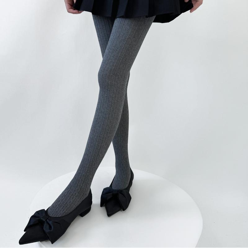 Collant da Donna Autunno e Inverno Cotone Lavorato a Maglia Autocalzanti Fino alla Coscia Calze Lingerie Calzetteria Femminile Collant Lolita Calze