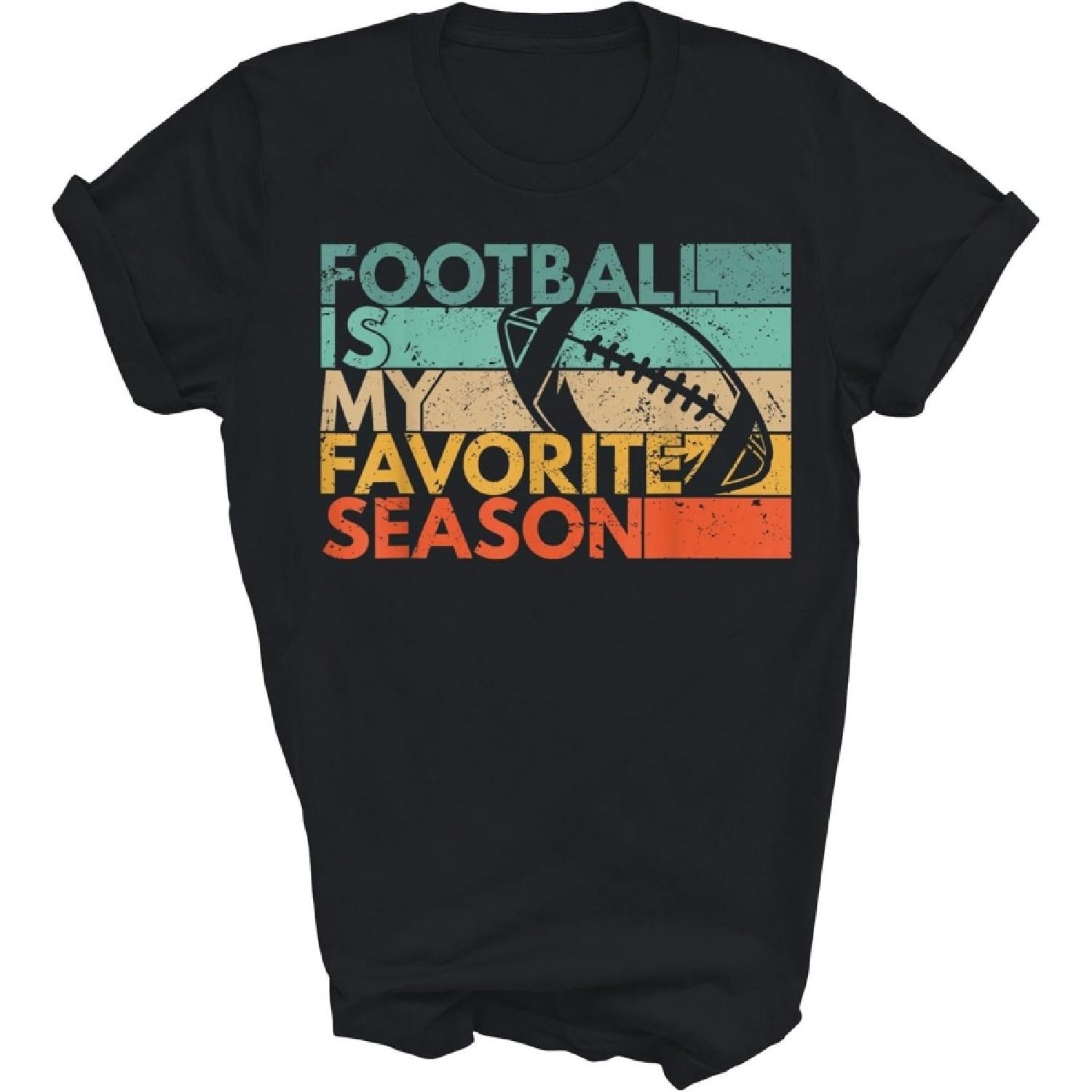 

HOGOTOCLUB Football is My Favorite Season Vintage Football Player Fans Unisex Shirt Gift Women Men T-Shirt (Black;2XL) XXXXXL різнокольоровий