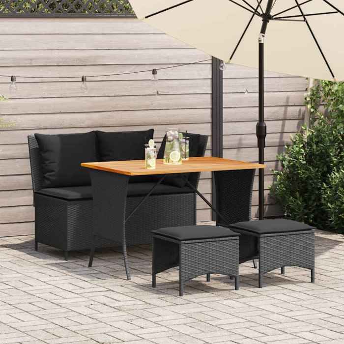 VidaXL 4-piece Garden Dining Set with Black Cushions, Outdoor Dining Set, Garden Dining Furniture, Table 4104132