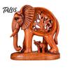 Vintage Style Home Decorations Hollow Carved Mother and Baby Elephant Statue, Resin Figurine, Good Artistic Desktop Decor Luck Sculpture for