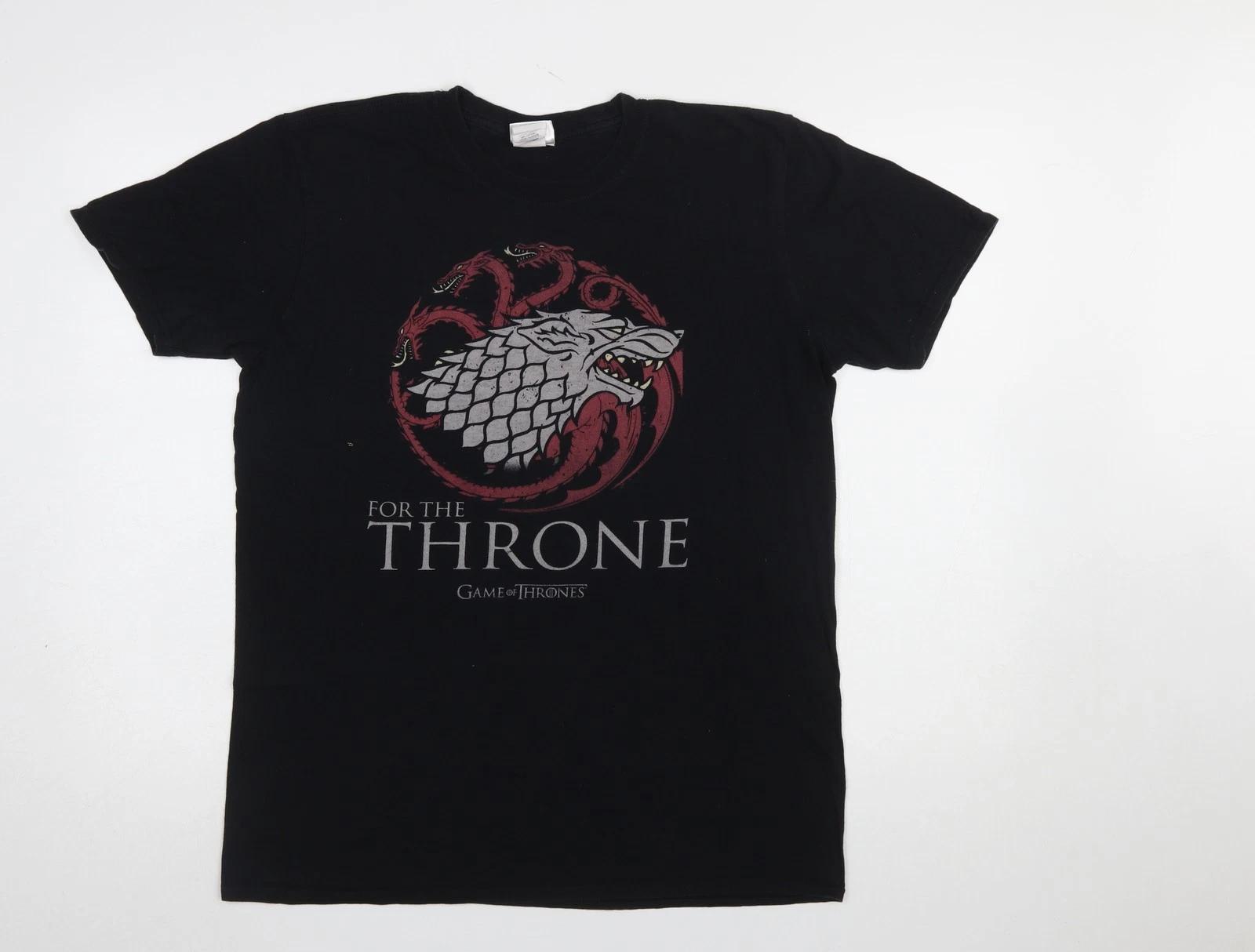 Gildan Men s Black Game of Thrones Graphic Print T-Shirt Size L 2XL