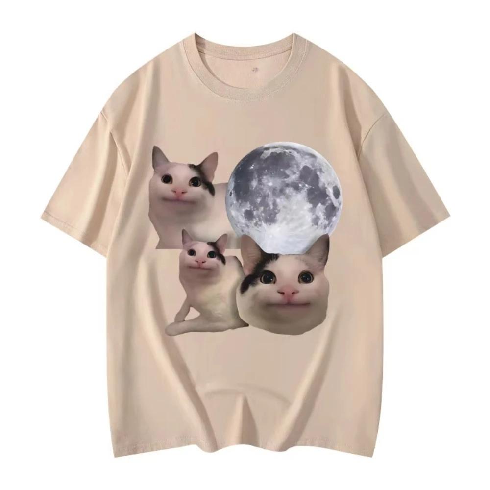 High Quality Fashion Short Sleeve Tshirts Funny Beluga Cat Meme Graphic T Shirts Unisex Women Casual Oversized Tshirts Streetwear