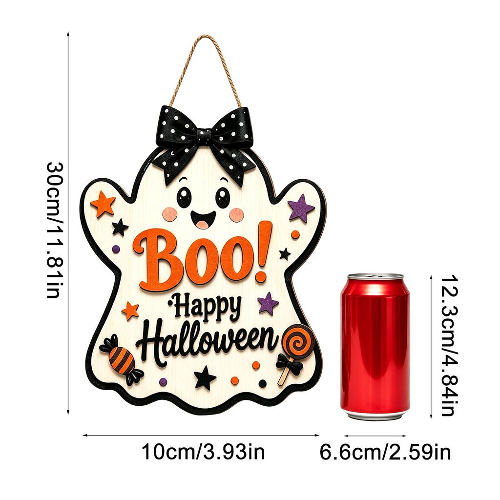 Halloween Wooden Door Hanging Sign Cute Welcome Decor for Holiday Party and Home Decoration