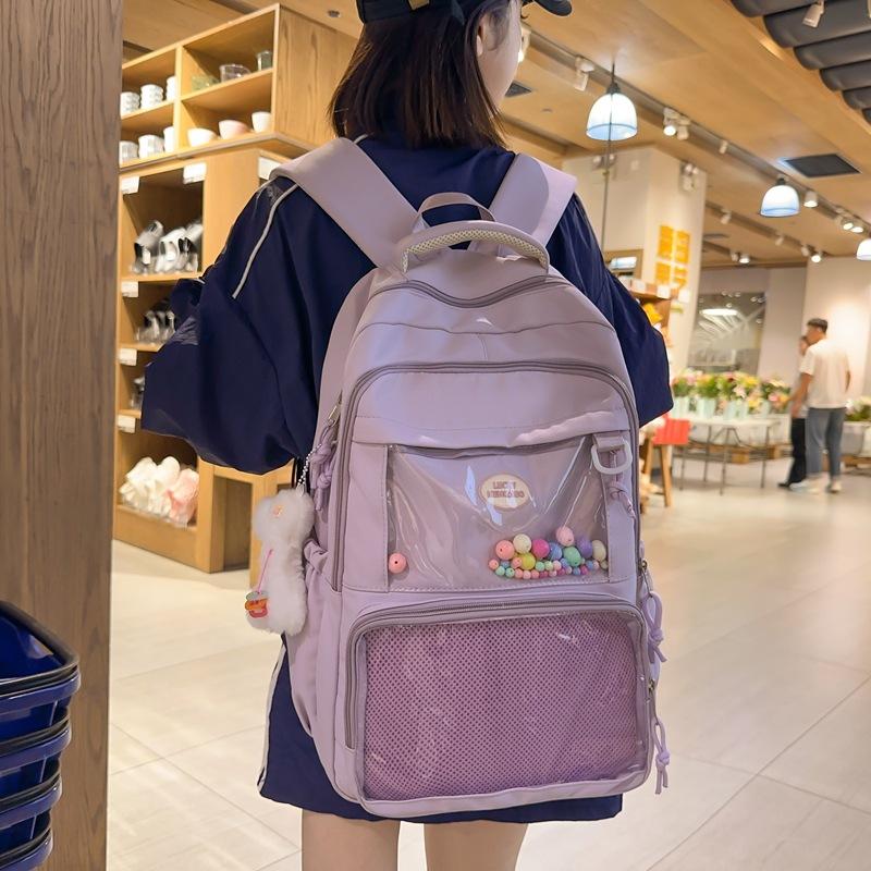 College wind hairball transparent student schoolbag summer ins large-capacity travel backpack