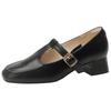 Leather Mary Jane Small Leather Shoes Brown Thick Heel Single Shoes Women's Square Head Niche T-buckle with Retro Loafers