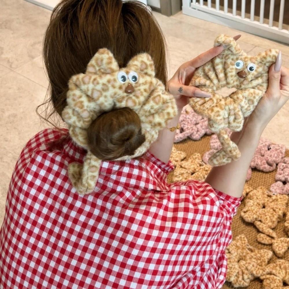 Plush Fabric Plush Cat Headband Cat Shape Meatball Headband Sweet Plush Scrunchies For Girls Women