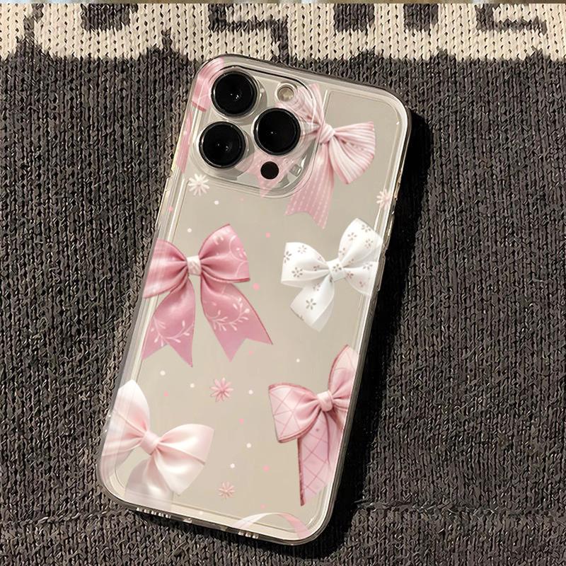Pink Bow Design Transparent TPU Phone Case for Xiaomi 15T 14T Pro 12T 14 13T Pro 11 Lite 4G 5G Poco X7 F7 F6 X6 X5 F5 Pro Cover