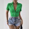Women's Elegant Solid Colour Fashion Breathable Knitted Short Sleeve Shirt