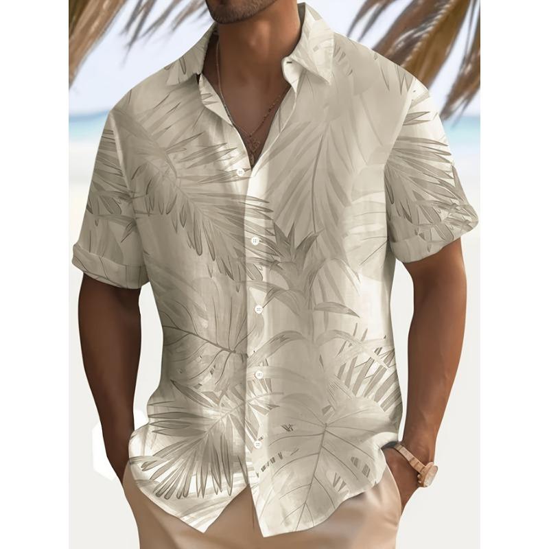 Новая мужская новая рубашка, модная, персонализированная, повседневная и свободная, новая модная летняя мужская рубашка с коротким рукавом и 3D-печатью в виде листьев M