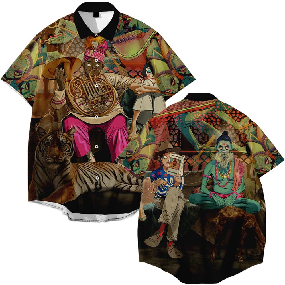 Rock Band Gorillazs  Shirts 3D Printing Graphic Street Style Shirt Casual Loose Fashion Men/Women Clothes Streetwear