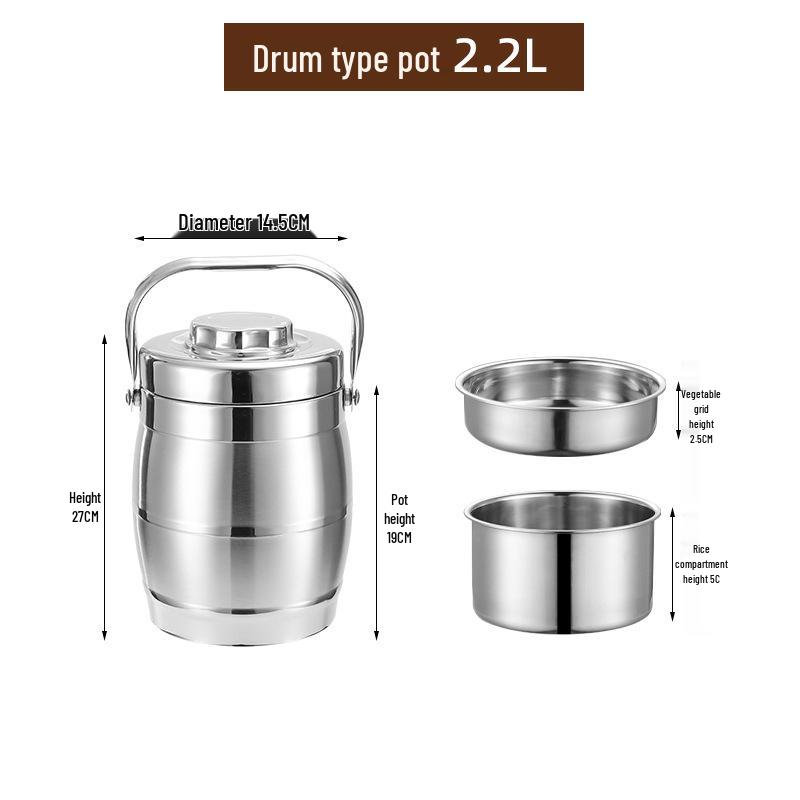 

Великий багатошаровий ланч-бокс з нержавіючої сталі з вакуумною ізоляцією, з кришкою та ручкою Vacuum Pot Bulk Only 12h