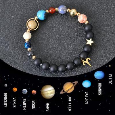 Binxin Gioielli: Bracciale con Perle di Pietra Opaca con Otto Pianeti e Dodici Costellazioni