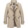 Men's Medium Length Loose Lapel Cotton Top Youth Men's Coat