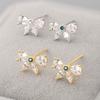 925 Sterling Silver Vintage Bowknot Dazzling Clear CZ Stud Earrings For Women Retro Fine Jewelry Accessories