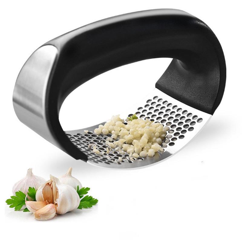 Kitchen Multifunctional Arc Garlic Press Stainless Steel Garlic Masher Grinder