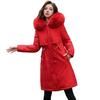 Women's Fleece Lined Parka Thicken Fuzzy Faux Fur Hooded Down Jacket with Pockets Winter Warm Drawstring Sherpa Coat