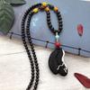 Retro Literary and Artistic Ebony Long Necklace, Men's and Women's Clothes Accessories Pendant, Versatile Sweater Chain Pendant