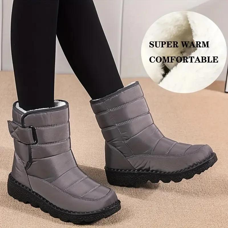 Fashion Plus Size Down Waterproof Snow Boots for Women Winter Thick Plush Warm Cotton Padded Shoes Woman Non Slip Platform Ankle Boots