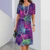 3D Geometric Stripe Print Elegant Women's Short-sleeved Summer Dress