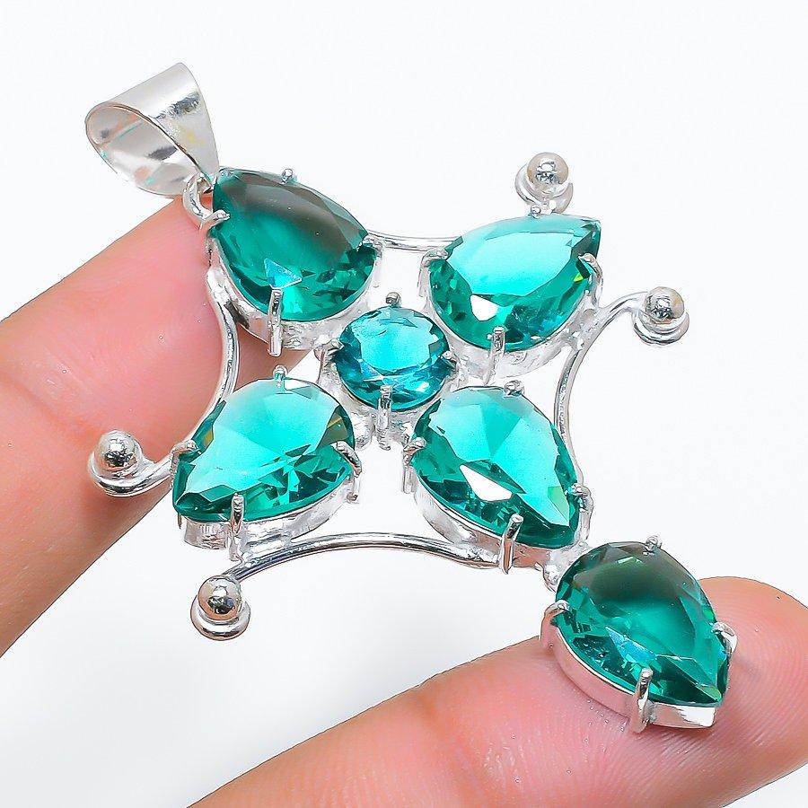 

Cross Green Tourmaline Gemstone Handmade Ethnic Jewelry Pendant 2.44 SR-7375