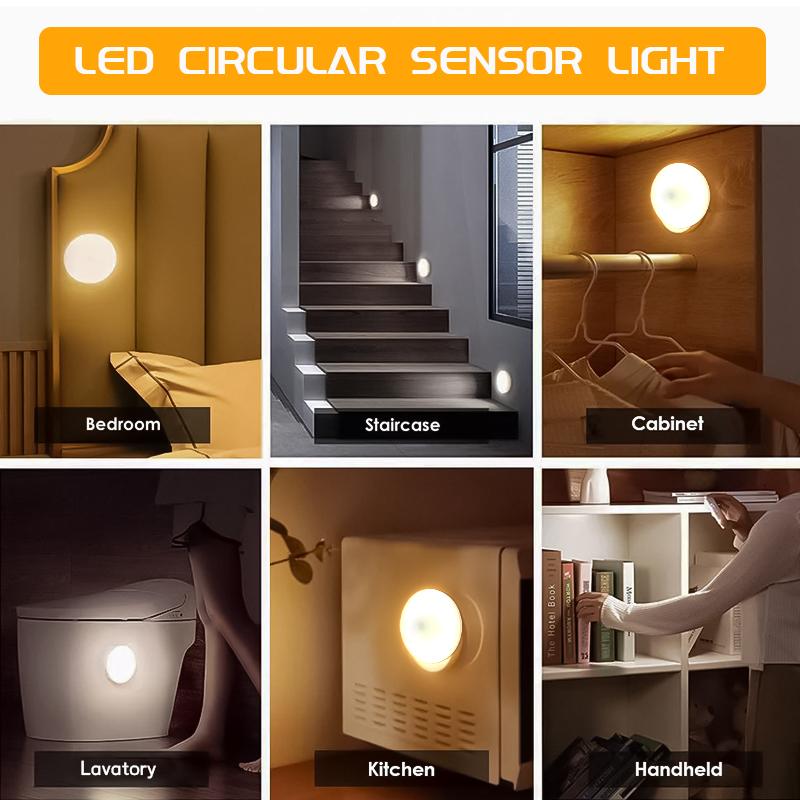 3/1pcs Smart Motion Sensor Night Light Warm/Cool White LED Cabinet Light USB Rechargeable for Bedroom Stairs Cabinets Wardrobes