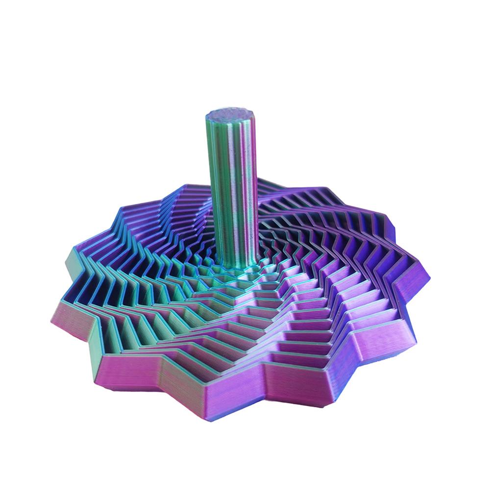 3D-gedruckter sensorischer Stressabbau-Stern mit Griff, farbiger fraktaler expandierender 12-zackiger Spiralstern Spielzeug für Schreibtisch-Stress im Büro
