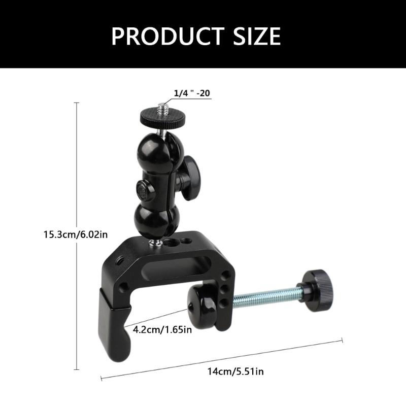 Camera Mount Clamp Arm With 1/4-20 Thread for Camera Action Camera Flash Light Microphones Monitor Security Camera