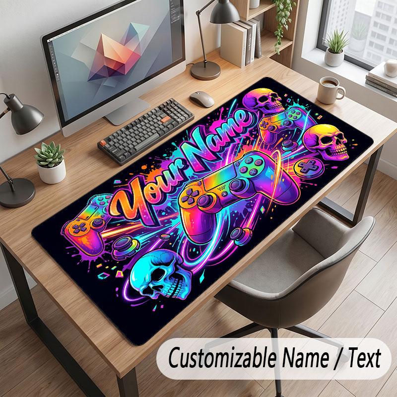 Game Controller Theme Customized Mouse Pad Personalized Print Name Text Desk Mat For Home Office Table Decor