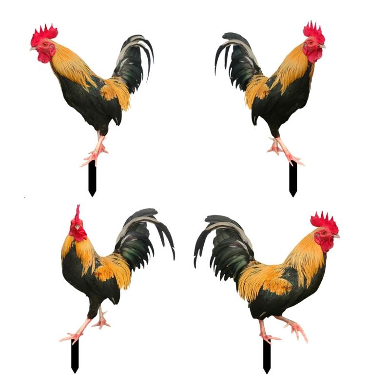 Chicken Garden Stakes Acrylic Yard Signs Outdoor Sculpture Statue Potted Plant Ornaments Garden Insert Yard Lawn Decor