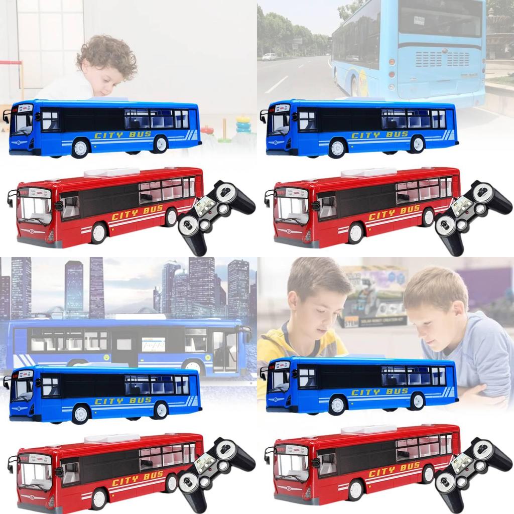 Fernbedienbarer Bus Spielzeug für Kinder 1:12 Realistische Geräusche und Lichter Batteriebetrieben