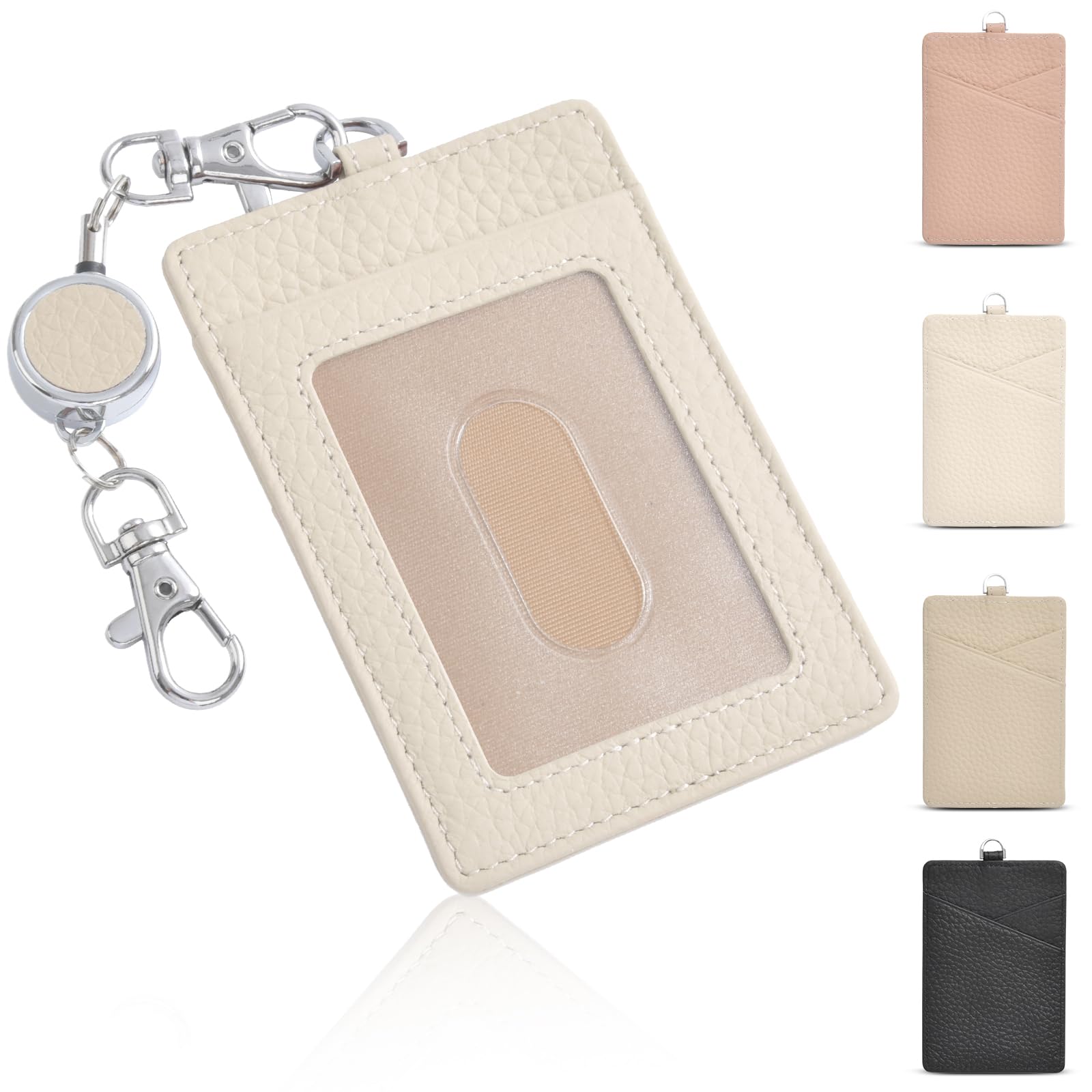 

Engraph Настоящая кожаная визитница, держатель для удостоверения личности, вертикальный, женский, с ретрактором и брелоком, тонкий, популярный, милый, мужской, для поездок на работу, легкий,