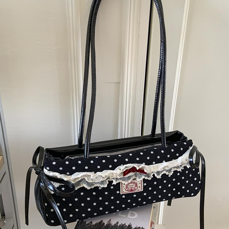 Summer New Portable Shoulder Bag High Value Black and White Polka Dot Small Bag Commuter Fashion Bag Women