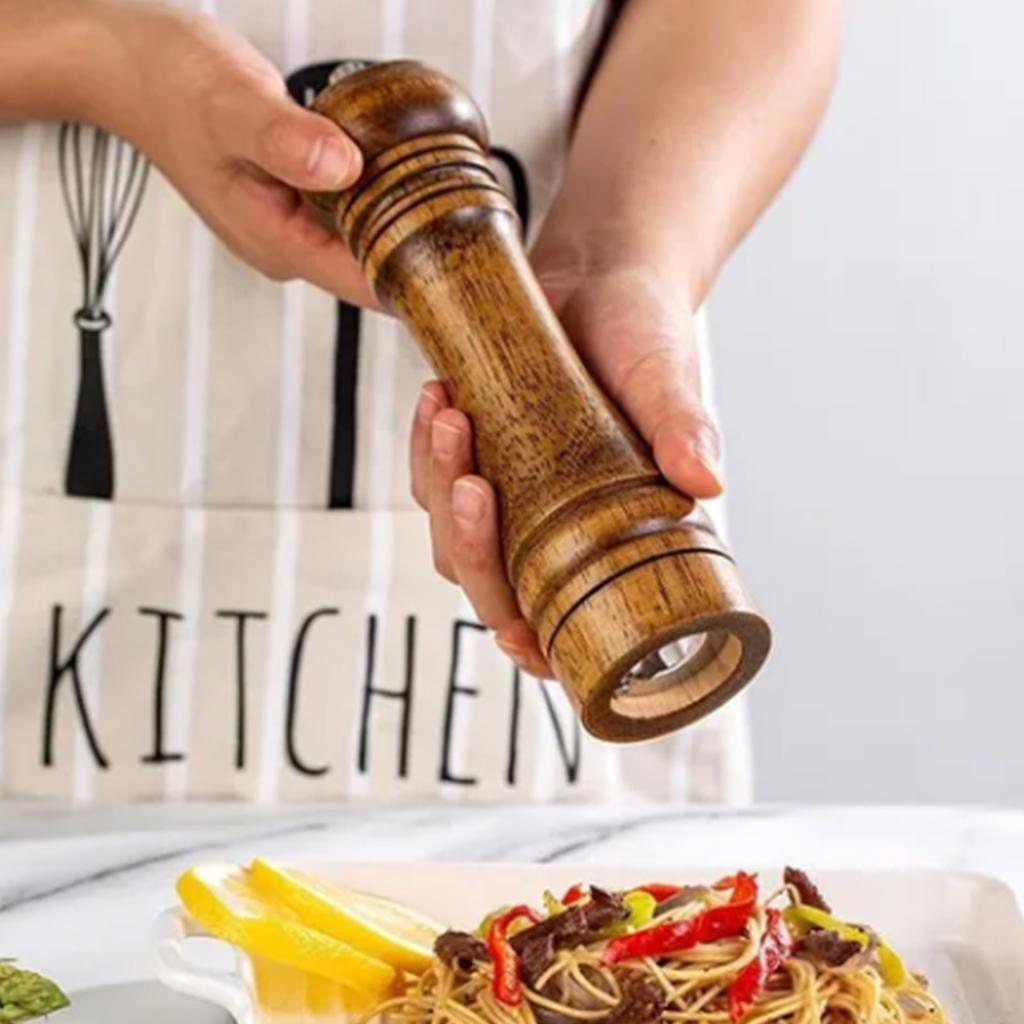 Macinapepe in Legno da 10 pollici Regolabile Portatile Macina Sale Pepe da Cucina per Sale Marino Sale Himalayano